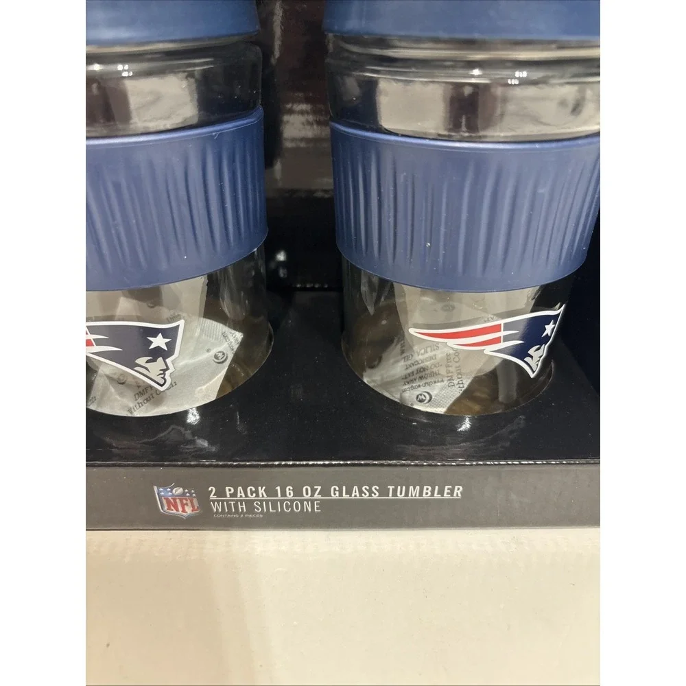 New England Patriots 2025 Officially NFL Licensed 16oz Glass Tumblers 16oz New